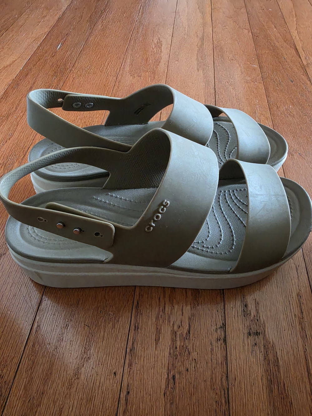 CROCS Women's Olive Green Slingback Platform Sandal